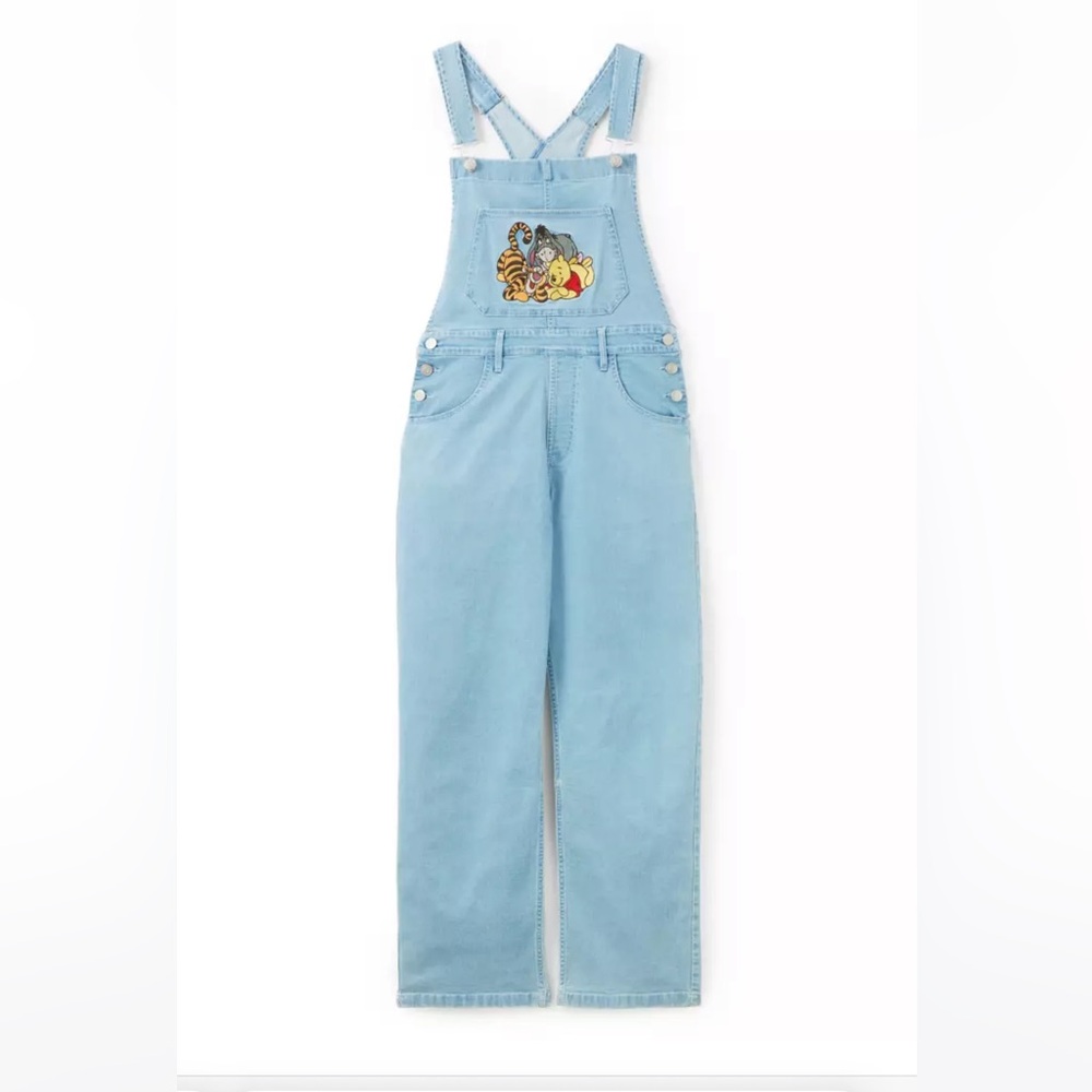 Disney Light Blue Denim Overalls with Winnie the Pooh Patch